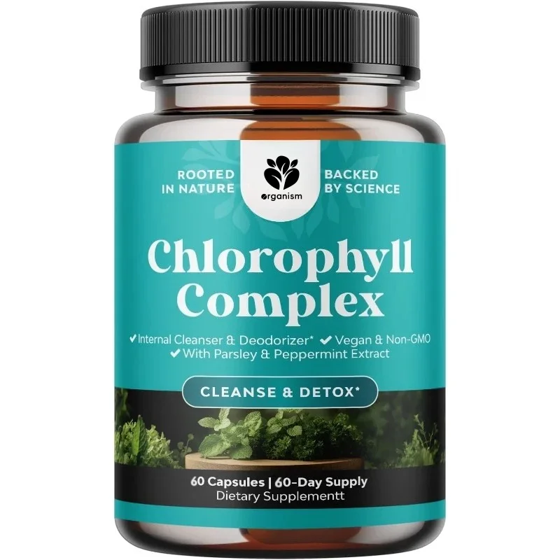 Chlorophyll capsules, peppermint and parsley extracts as internal deodorizers for healthy skin immunity and digestive support