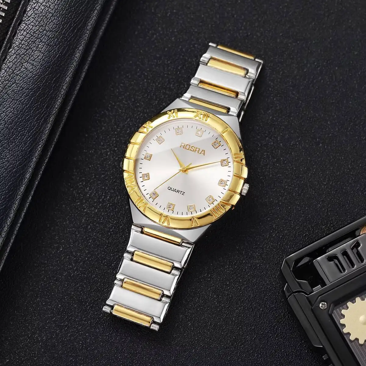 Роскошные мужские кварцевые часы со стразами, модные аналоговые мужские деловые наручные часы Reloj Hombre, подарок (без коробки)