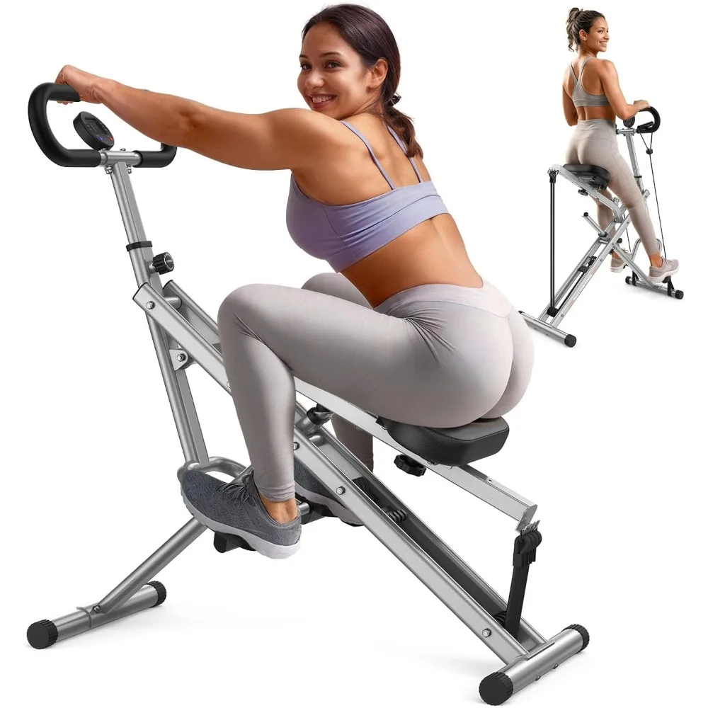 330lbs Foldable,Adjustable 4 Resistance Bands,Ride & Rowing Machine for Botty Glutes Butt Thighs,Ab Back/Leg Press Hip Thrust…