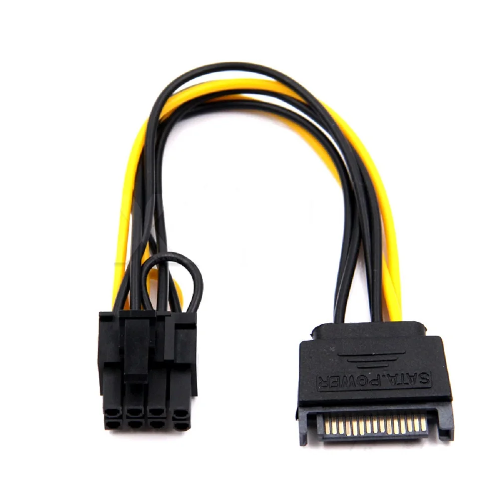 SATA 15PIN to 8Pin 6+2 Cable Splitter Graphics Card Power Line Video Card Converter Wire Adapter GPU 6PIN+2PIN Extend Cord 0.2M