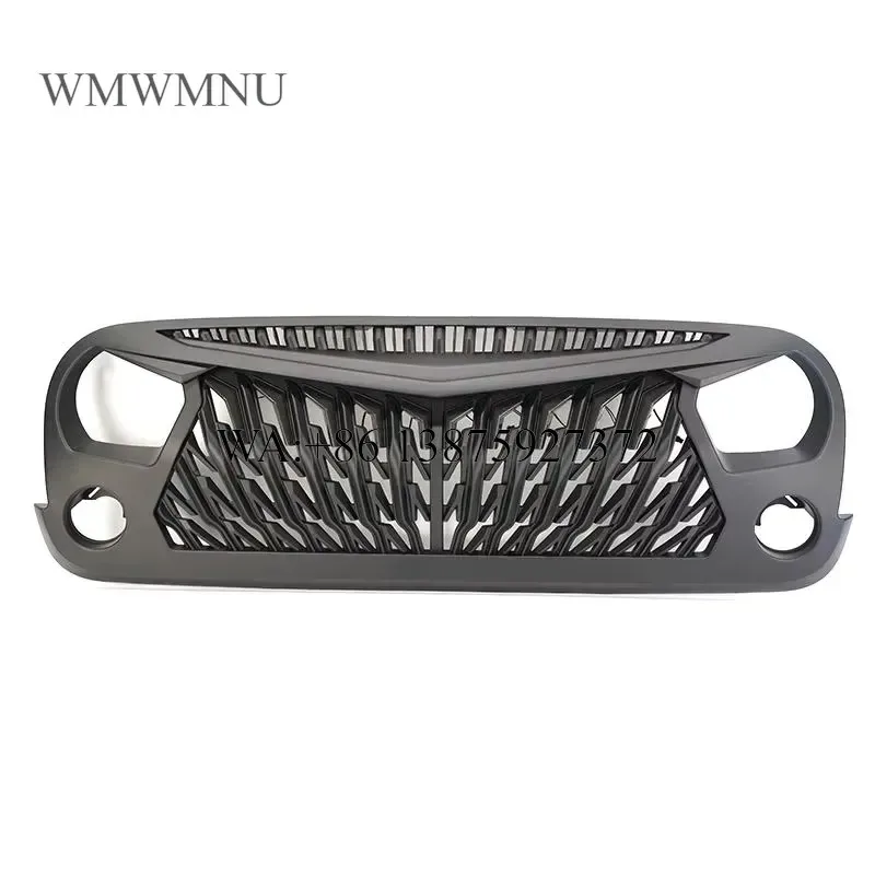 Wmwmnu Black Angry Bumper Grille with LED Lights for Wrangler JK 2007-2017 4X4 Exterior Accessories