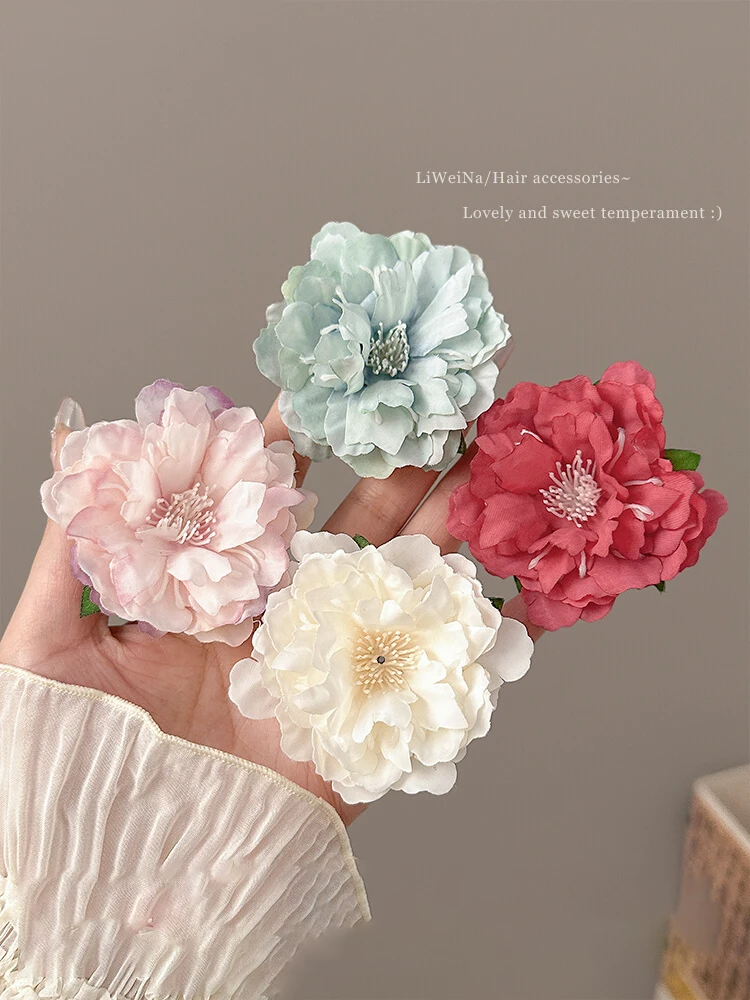 High Beauty  Simulated Flower Hair Clip Women\'s 2024 New High Grade Side Bang Clips Photo Fake Flower Hair Clip Headwear