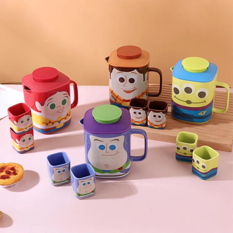 Disney Toy Story Creative Ceramic Mug Bath Woody Square Teapot One Pot Four Cups Set Cute Cartoon Box Gift