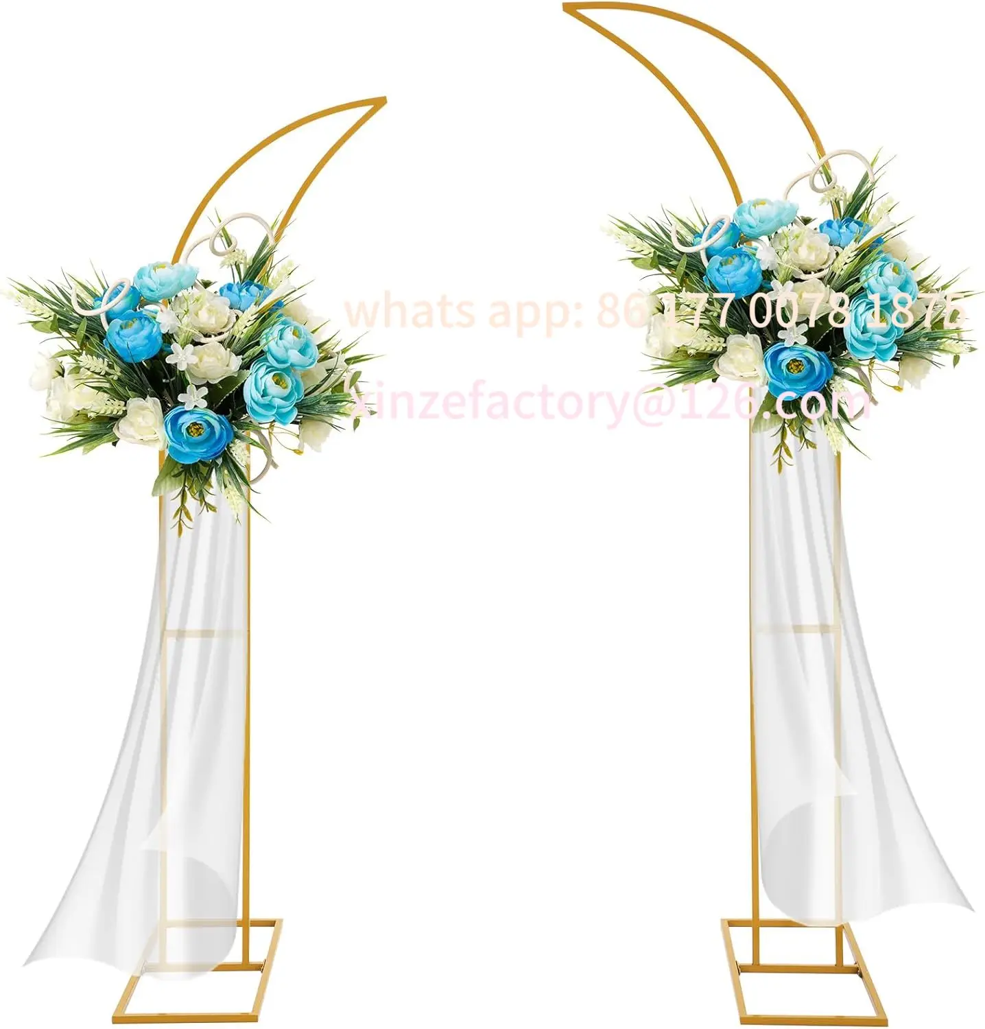 

Customizable 2pcs Curved Wedding Arch Backdrop Stand for Bridal Shower, Gold Wedding Arch, Half Metal Balloon Arch