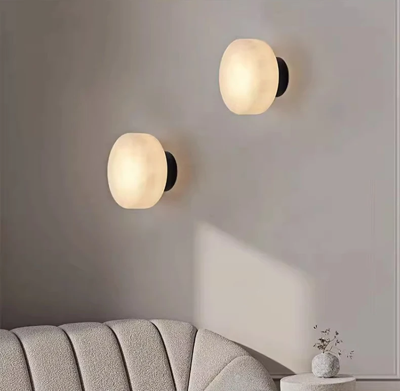 Real Marble LED Wall Lamp Black Gold Copper