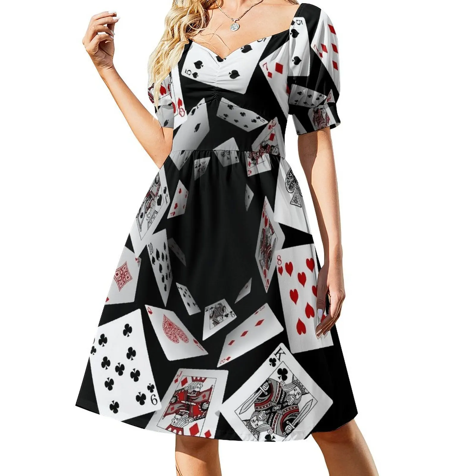 

Falling Cards Short Sleeved Dress beach dress evening dress women