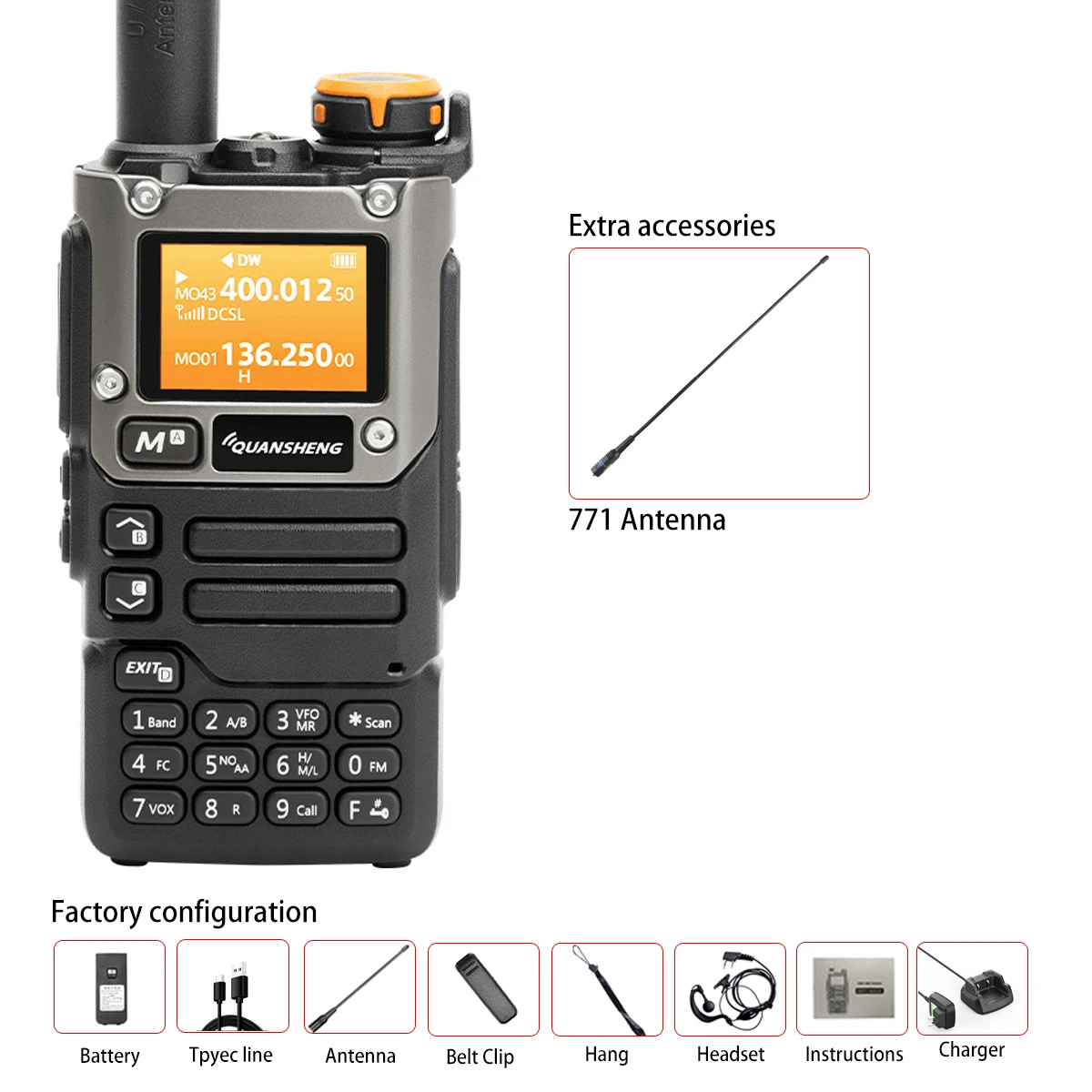 Quansheng UV-K5 Walkie Talkie 5W Air Band Radio Tyep C Charge UHF VHF DTMF FM Scrambler NOAA Draadloze Frequentie Tweeweg CB Radio
