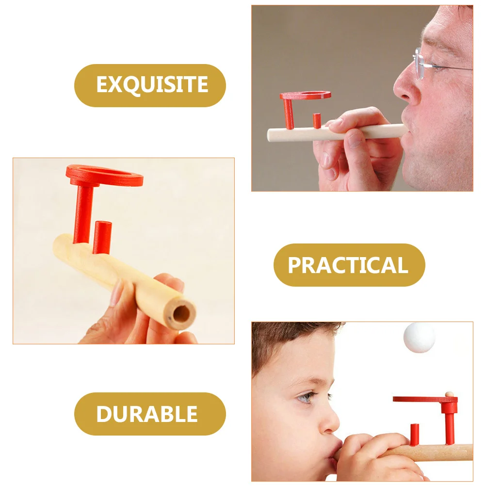 4 zestawy Drewniane dmuchawce do kulek 4 zestawy Zabawki dmuchane Małe pływające rurki Puzzle Balans Zabawka dla dorosłych Gra