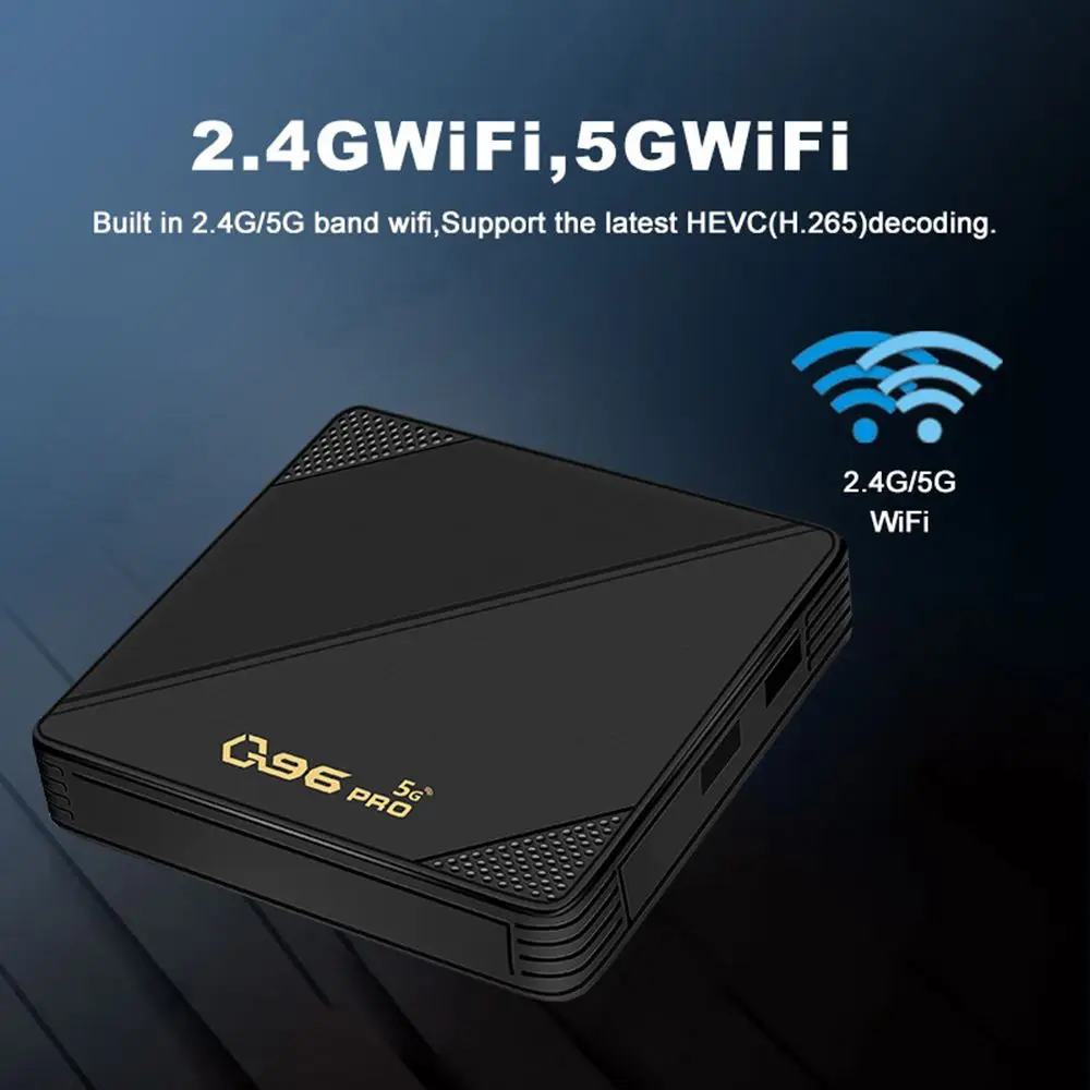 Q96PRO Smart TV Box Android 10.0 Amlogic S905L Quad Core 2.4G/5G Dual WIFI Bluetooth 4K Set Top Box 8GB+128GB Media Player H.265