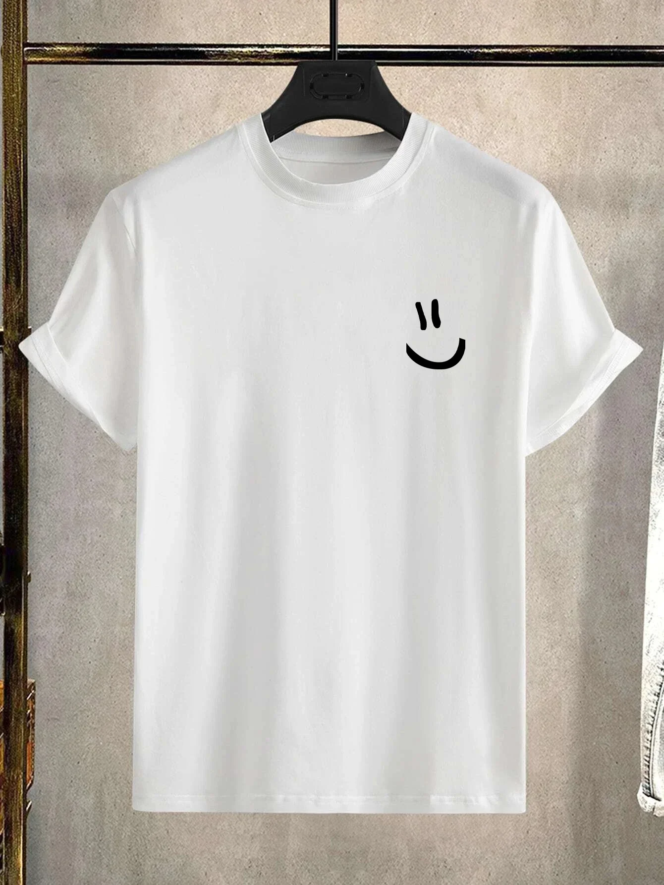 Smile Print T-Shirt for Men's Casual Crew Neck Short-Sleeve Fashion Summer T-Shirts Tops, Regular and Oversize Man Tees Tops