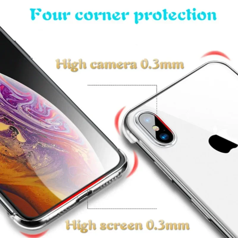 Siêu Mỏng Không Khung Nhựa Trong Ốp Lưng Điện Thoại iPhone 14 13 12 Mini 11 Pro XS Max XR X 8 7 Plus SE 2020 Trong Suốt