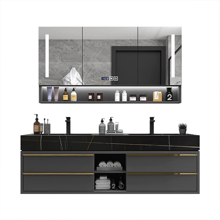Immagine 6: Set di mobili da bagno per centro domestico, lavabo doppio deluxe, mobiletto per cosmetici da bagno