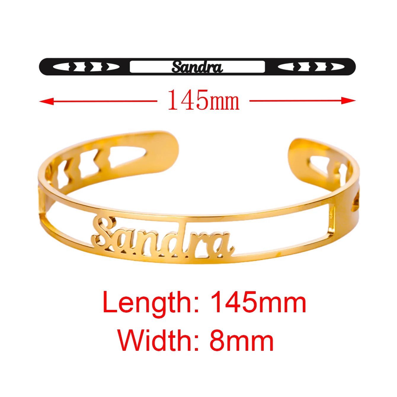 مخصص قلوب اسم أساور أساور للنساء الفولاذ المقاوم للصدأ مخصص الإسورة الكفة سوار أنثى شخصية المعصم مجوهرات #5