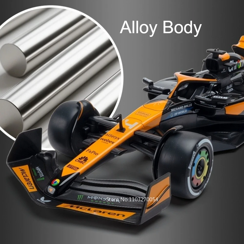 Coche de carreras F1 1:18, modelo de aleación fundida, juguetes, coche, neumático de goma, rueda delantera, dirección, coche deportivo en miniatura, regalo de Navidad para novio