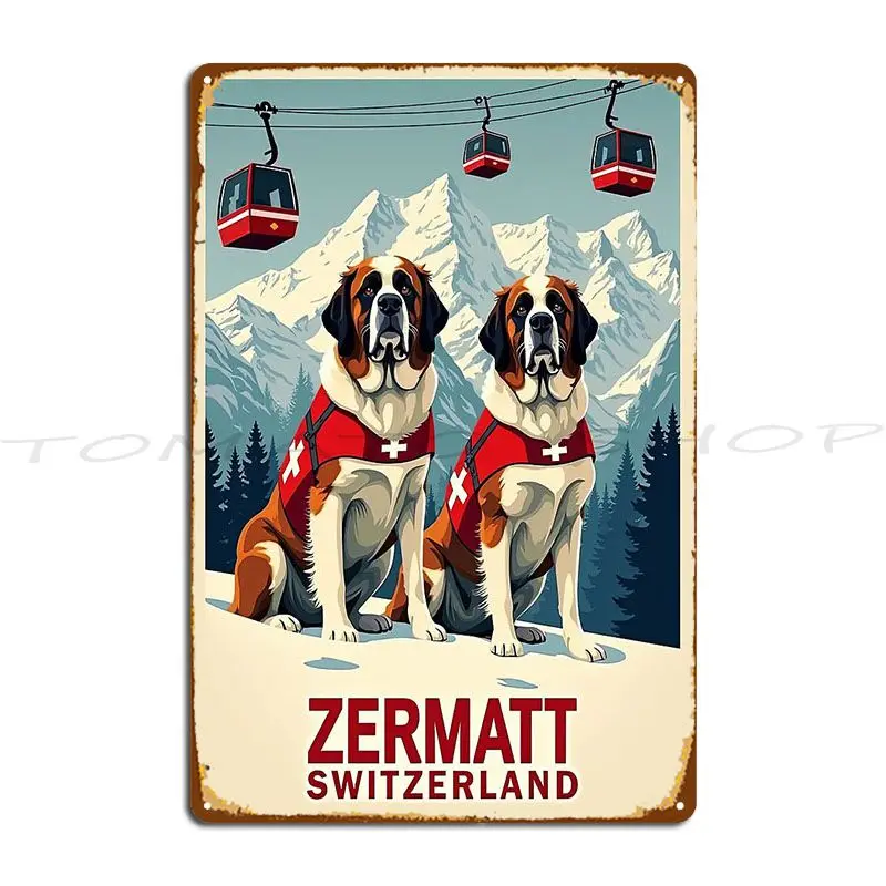 Zermatt Valais Switzerland Ski Metal Sign Plaques Living Room Bar Club Designs Tin Sign Poster
