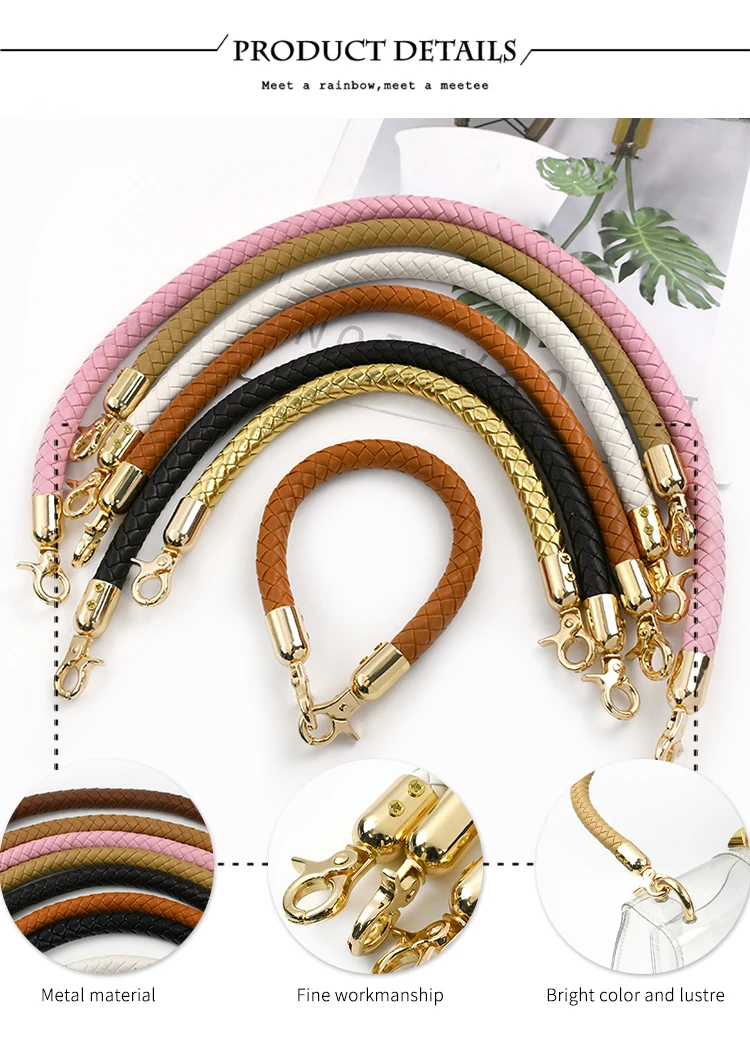 1/2Pcs 30/40/60mm PU Leather Woven Handbag Handle Metal Buckle for Women Shoulder Bag Purse Bags Strap Replace Accessories