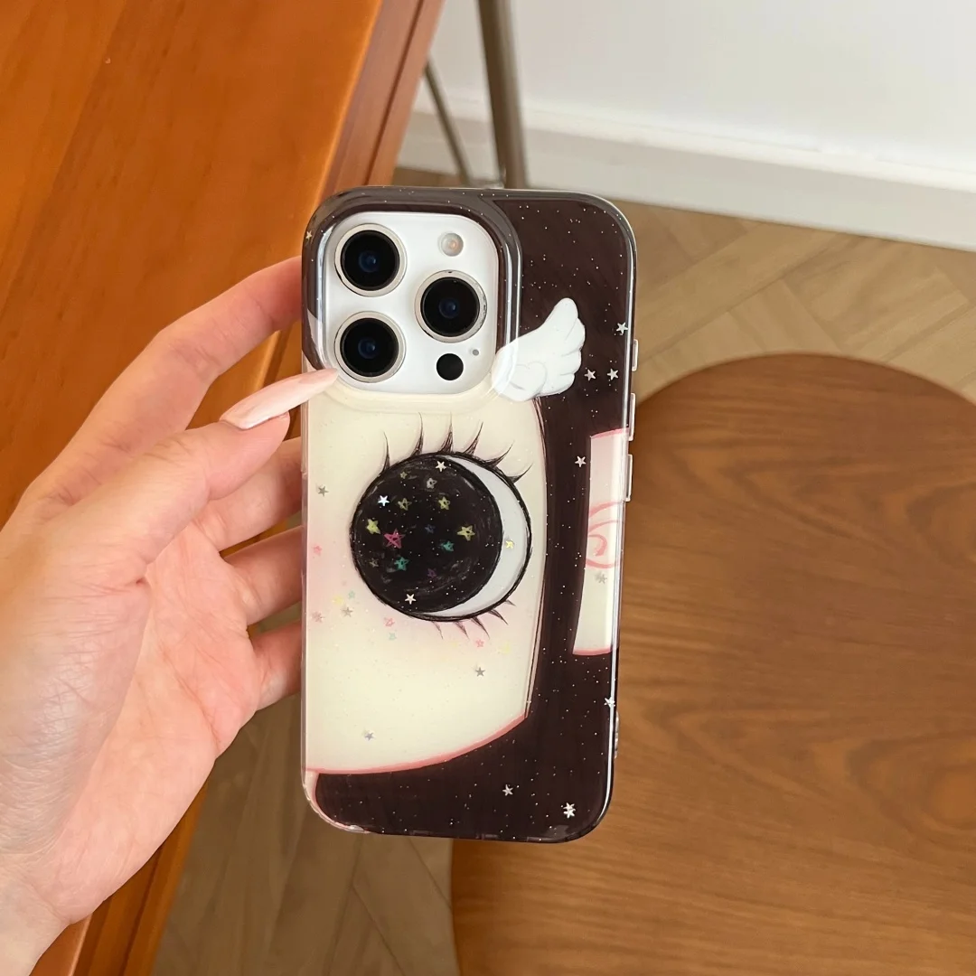 

Dreamy INS Glittering Big Eyes Comic Girl Lovely Phone Case for iPhone 17 16 15 14 12 13 Pro Max 15 16 Plus Back Cover