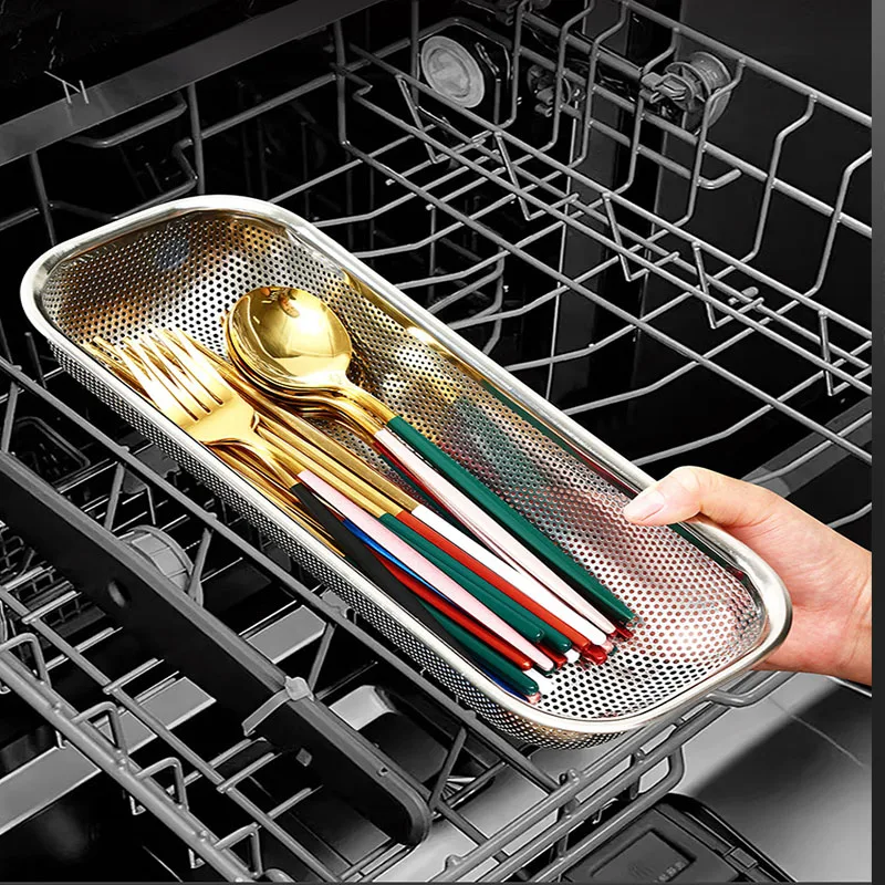 

1pc Stainless Steel Kitchen Utensil Holder Chopstick Drain Storage Rack Cutlery Organizer Tray for Drawer Fork Spoon Tool Stand