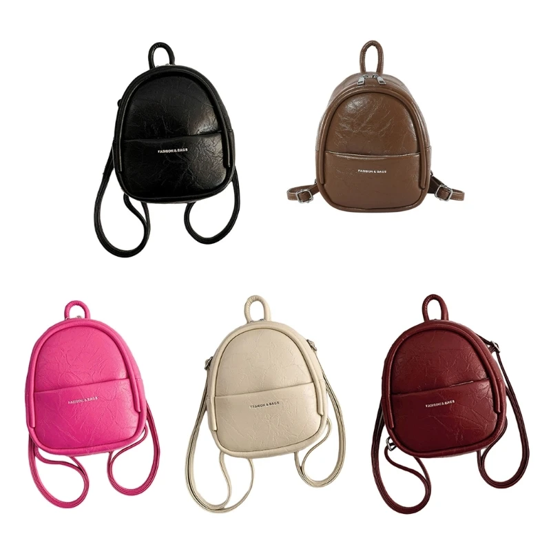 

Small Rucksack Fashion Double Strap Shoulder Bag Solid Color Letter Printed Bag 066F