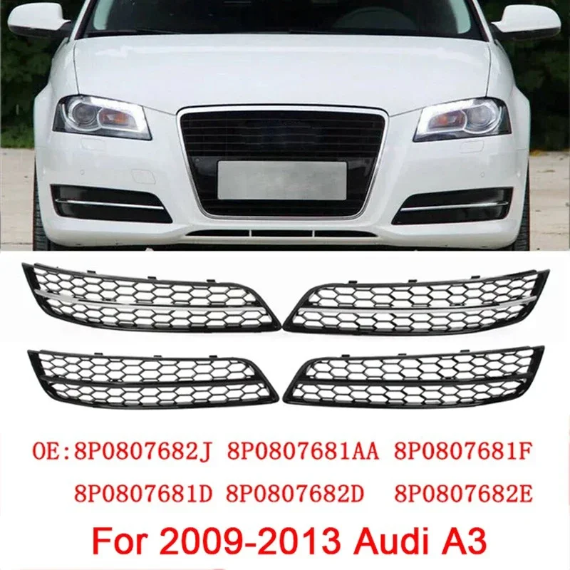 

Chrome Black Car Front Bumper Fog Light Grille Cover Trim Honeycomb Mesh Grill For Audi A3 8P 2009 2010 2011 2012 2013