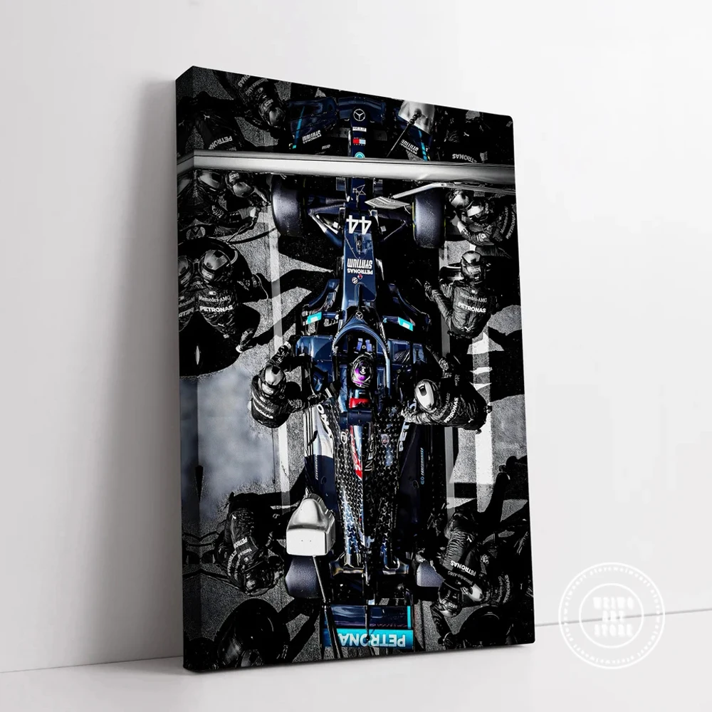 الفورمولا 1 هاميلتون المشارك F1 مرسيدس سباق السيارات قماش يطبع اللوحة الرقمية موتور سبورت جدار صورة فنية لغرفة المعيشة ديكور #1