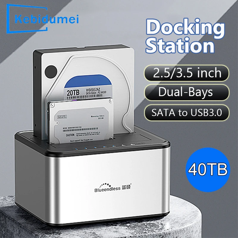 2 Bay HDD Box Case HDD Docking Station SATA to USB 3.0 External Hard Drive Enclosure Offline Clone Adapter for 2.5 3.5 SSD Disk