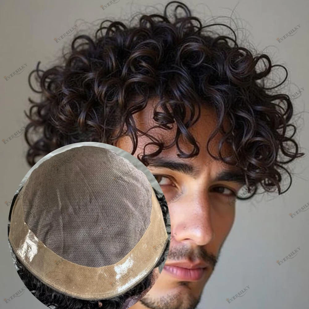 

Прочный парик-накладка из 100% натуральных человеческих волос Fine Mono для мужчин, дышащая моно-основа, 15 мм, 18 мм, 20 мм, натуральные кудрявые волосы, протез для волос