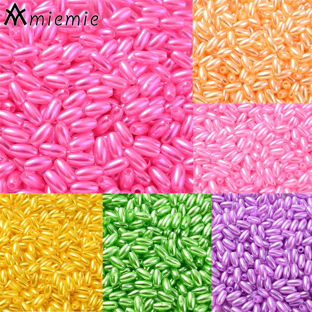 200 Uds. Cuentas de arroz acrílicas de 4x8mm con espaciado Circular suelto para fabricación de joyería, accesorios de pulsera Diy