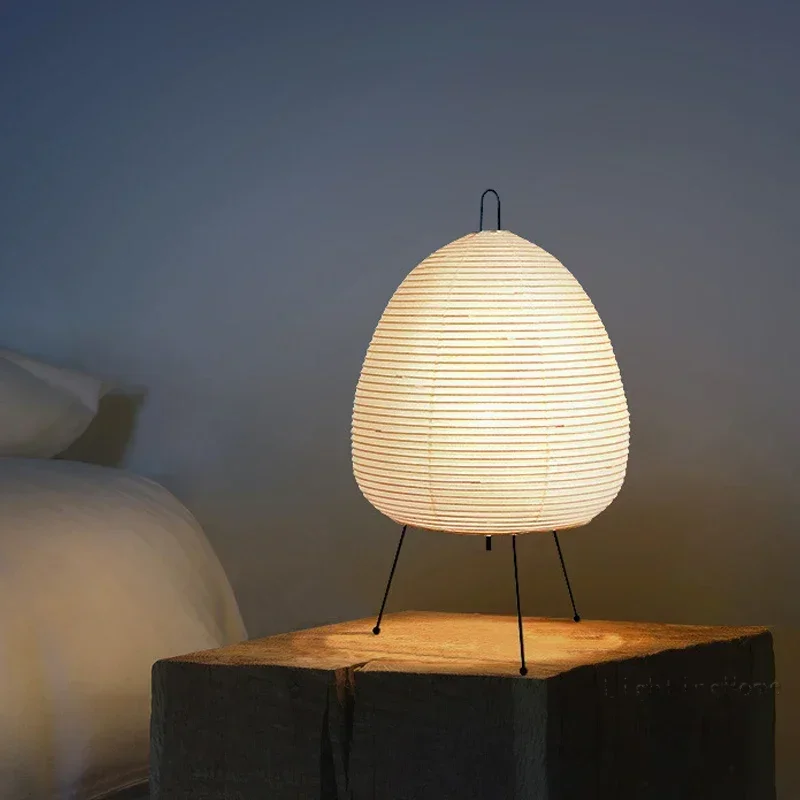 Japanese Noguchi Wabi Sabi Table Lamp Printed Xuan Paper Lamp Bedroom Study Desktop Decoration Three Legged Table Lamp