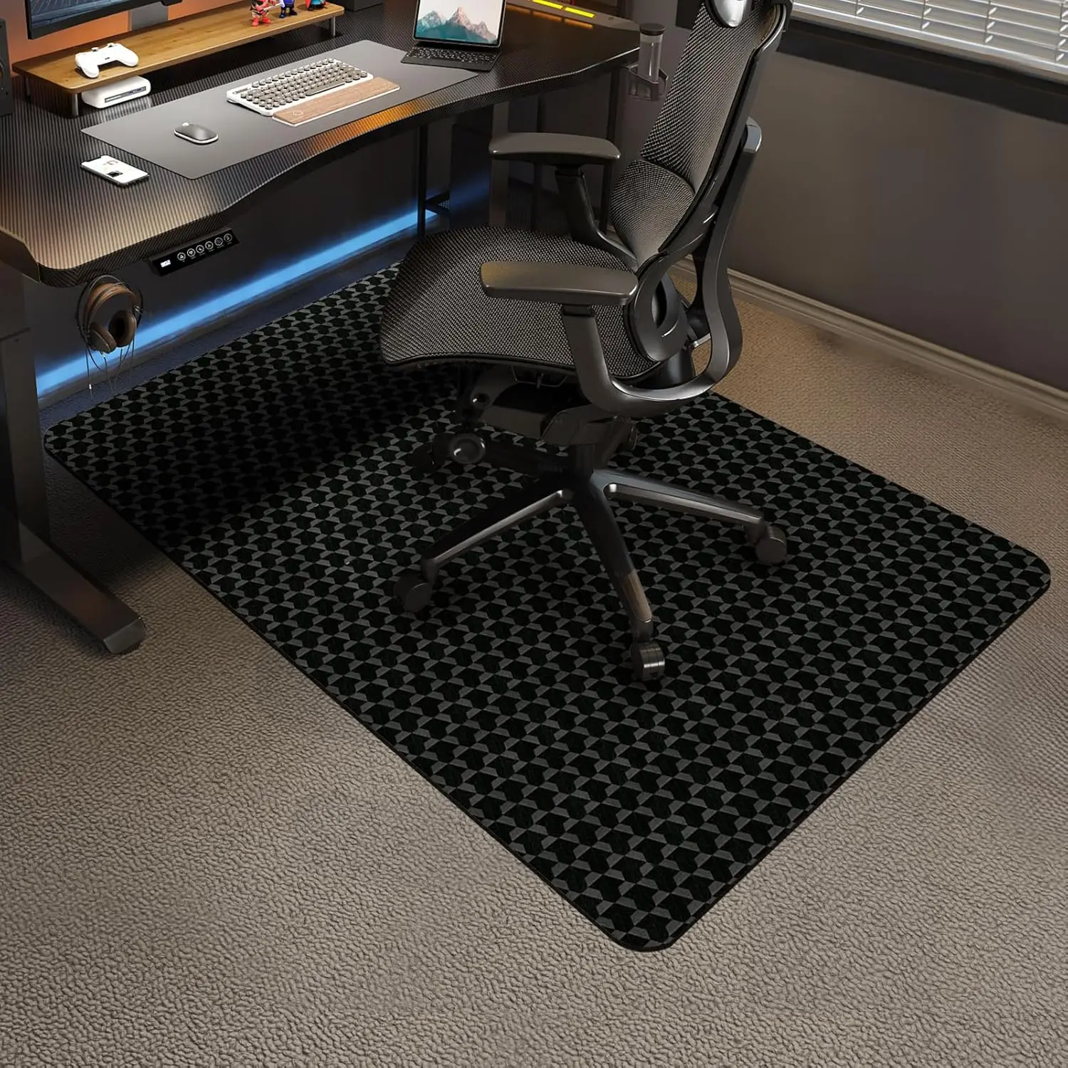 

55x36 Inch Anti-Slip Chair Mat for Carpet, Waterproof Floor Protector for Rolling Chairs with Studs