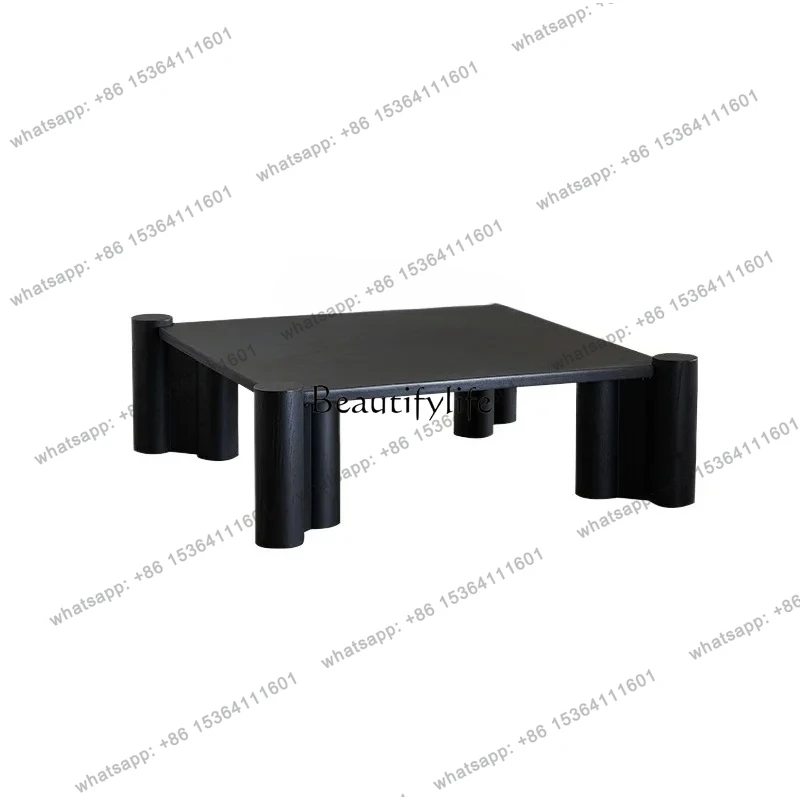 CJmedieval Wabi-sabi Wind Cement Paint Oak Solid Wood Square Coffee Table Expression
