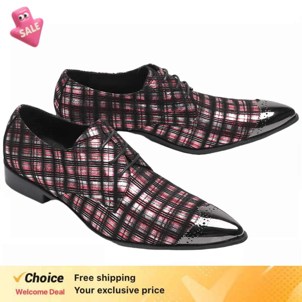 Grid Lace Up Men Leather Dress Oxfords Party Zapatos Chaussures Homme De Luxe Brand Sapato Social Masculino Lattice Mocasines