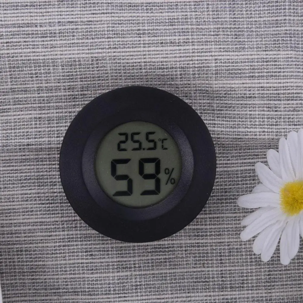 Round Digital LCD Thermometer For Car Indoor Room Cigar Wine Cabinet Digital Temperature Humidity Meter Pet Acrylic Box