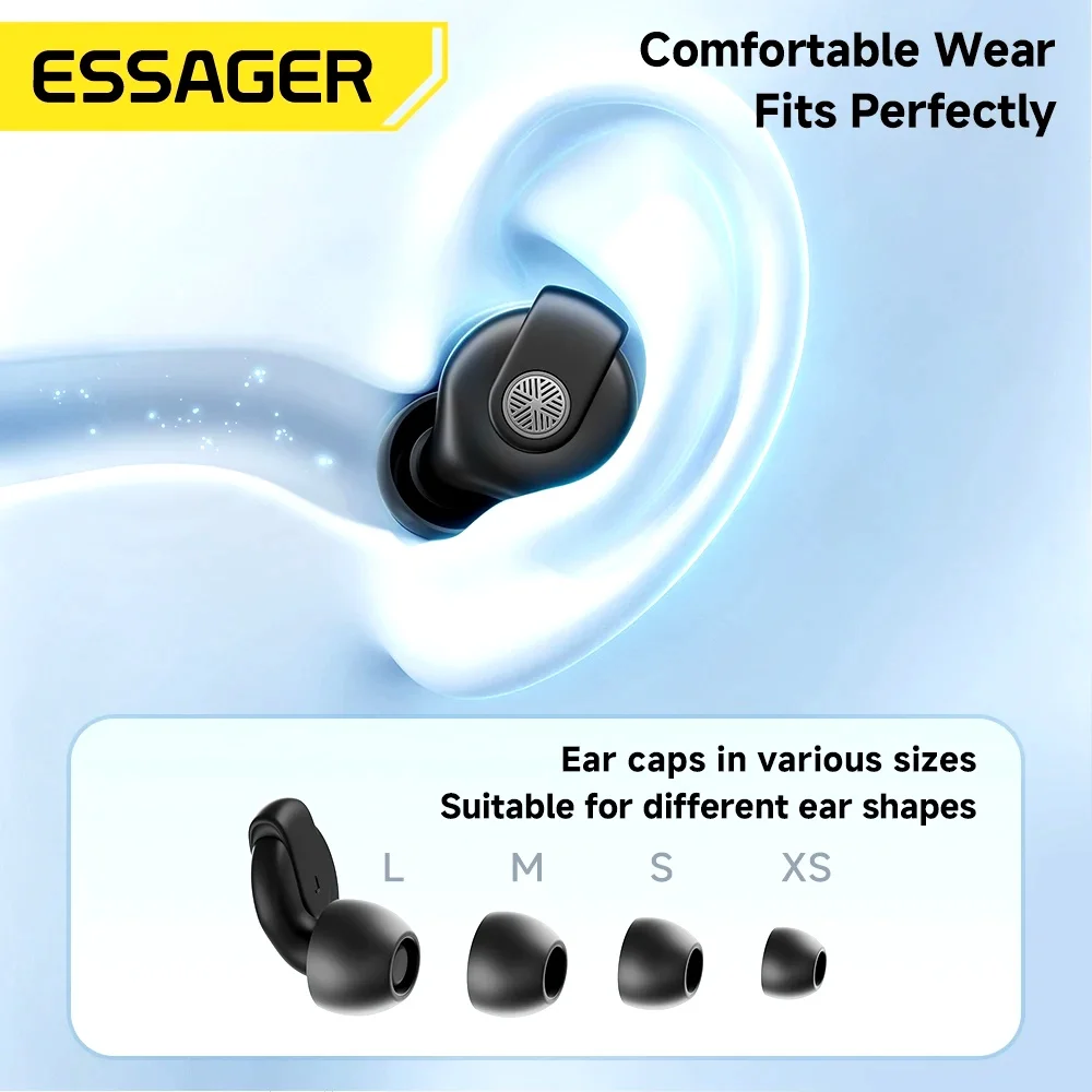 Essager Noise-canceling Sleep Earplugs 45-49dB Anti-Noise Hearing Protection Silicone Soft Earplug for Sleep Work Study Travel view 5