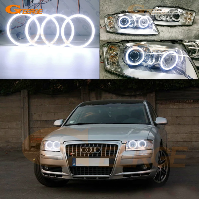 

For Audi A8 S8 4E D3 2002 2003 2004 2005 2006 2007 2008 2009 2010 Ultra Bright COB Led Angel Eyes Kit Halo Rings