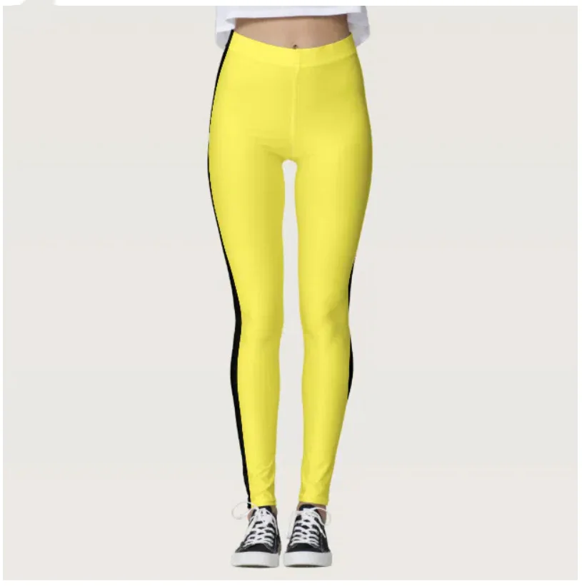 Color-matching printed stretch slim-fit elastic waist casual leggings for women every day