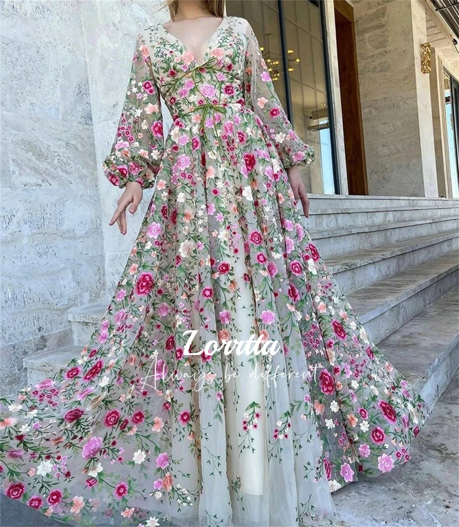 Wedding Party Evening Dress Line A Ball Gown Flower Embroidery Robe Soiree De Luxe Customized Dresses Gala Prom Elegant Women