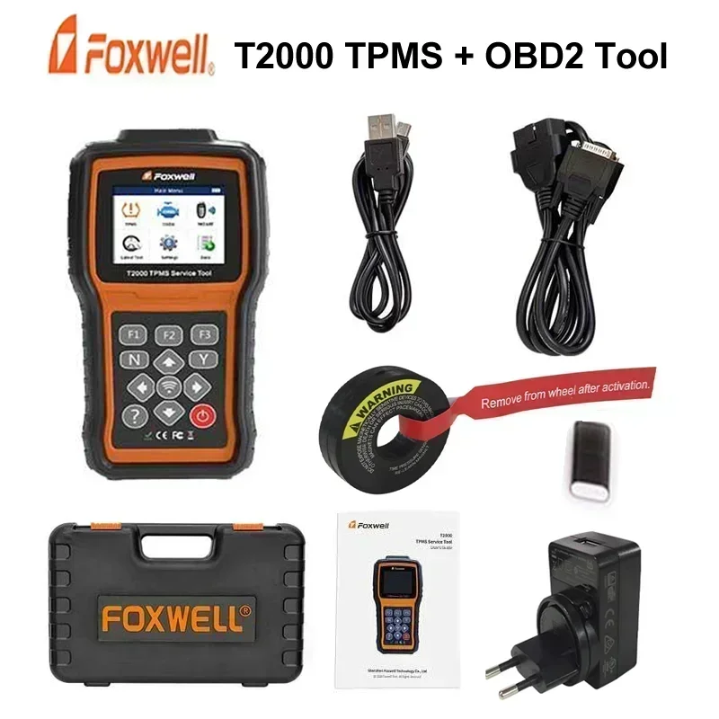 FOXWELL T2000 TPMS Tool + OBD PK T1000 Car Tire Pressure Monitoring System Tool Activate 315/433MHz Sensors Program T10 Sensors