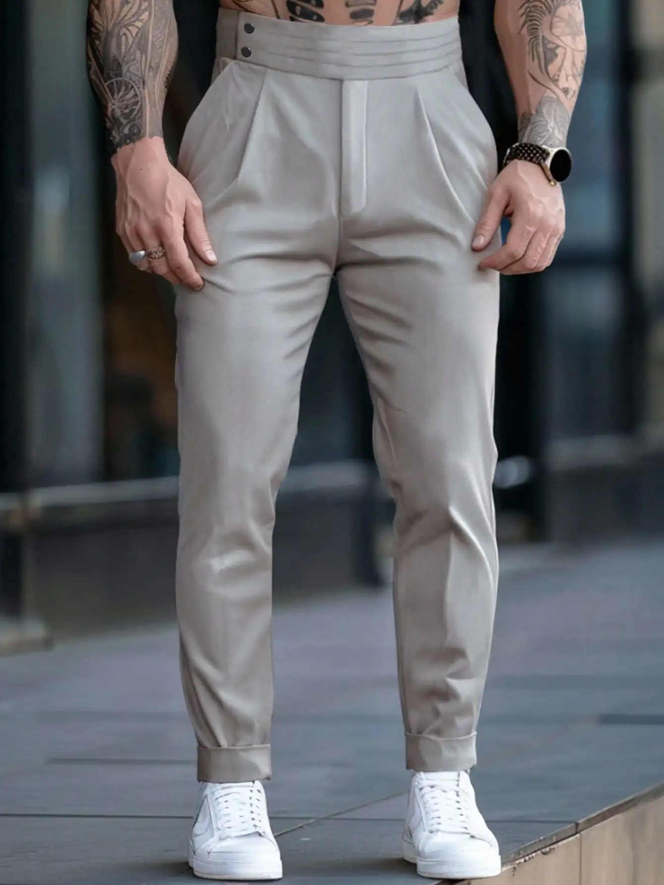 

Men's Casual Business Style Trousers Spring Autumn Seasonal British Long Pants for Office Wear And Smart Casual Occasions