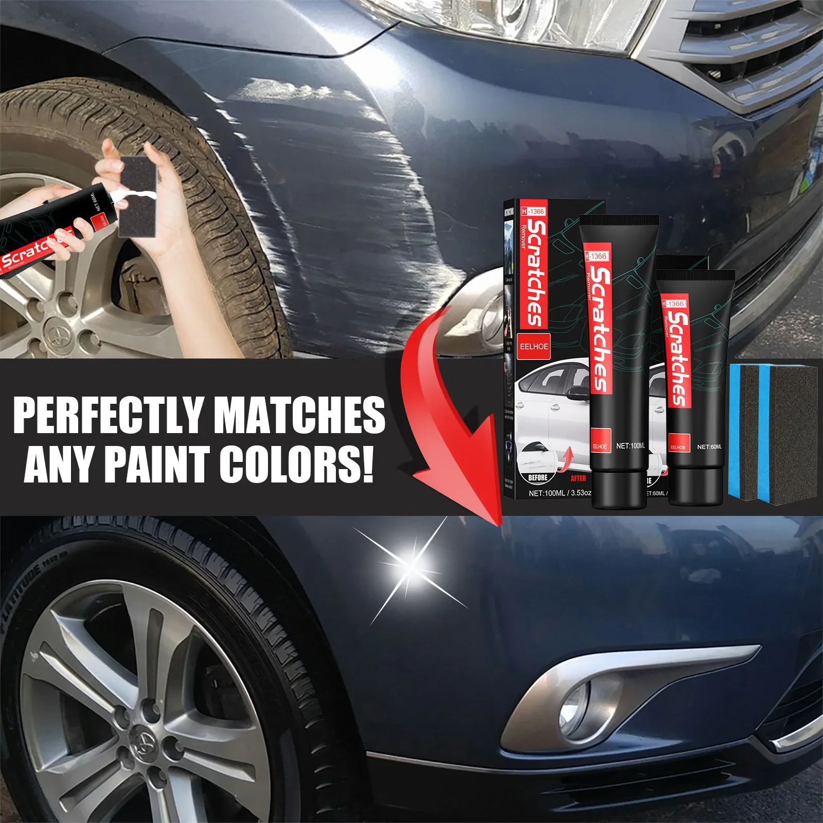 Car Scratch Remover Polishing Grinding Compound Wax Scrach Remover Body Repair Paint Care Anti-oxidation Car Paint Repair Tool