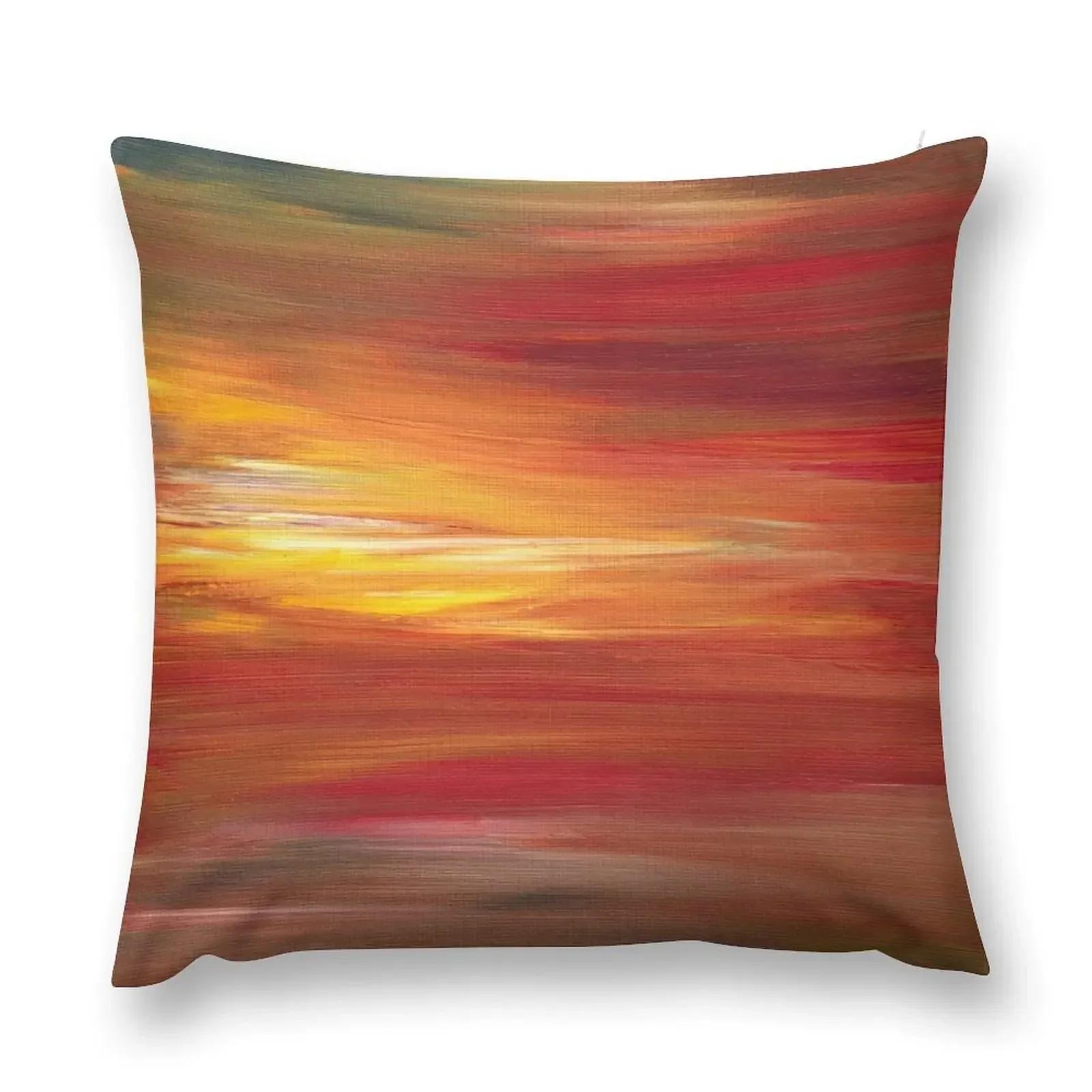 COLOR INTOXICATION 1 Colorcul Bold Deep Garnet Crimson Red Yellow Black Sunrise Sunset Ombre Abstract Acrylic Paint Throw Pillow