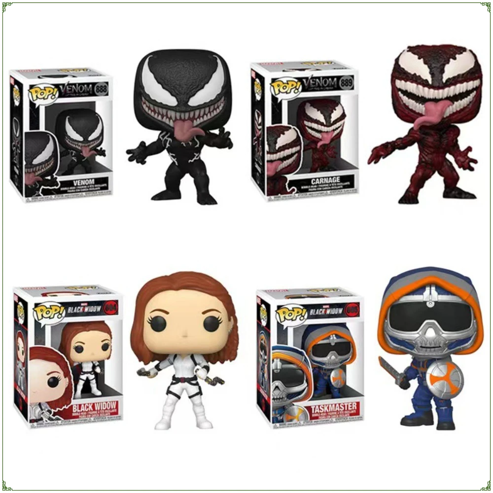 FUNKO POP Action Toy Figures Venom Periphery Q Version Venom Carnage Black Widow Taskmaster Ornament Decorative Collection Gift