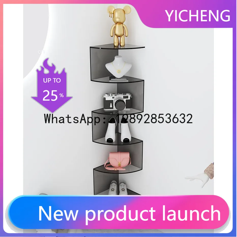 

PYJ upper wall-mounted shelf, living room acrylic corner bookshelf, bedroom storage rack, corner cabinet, wall storage