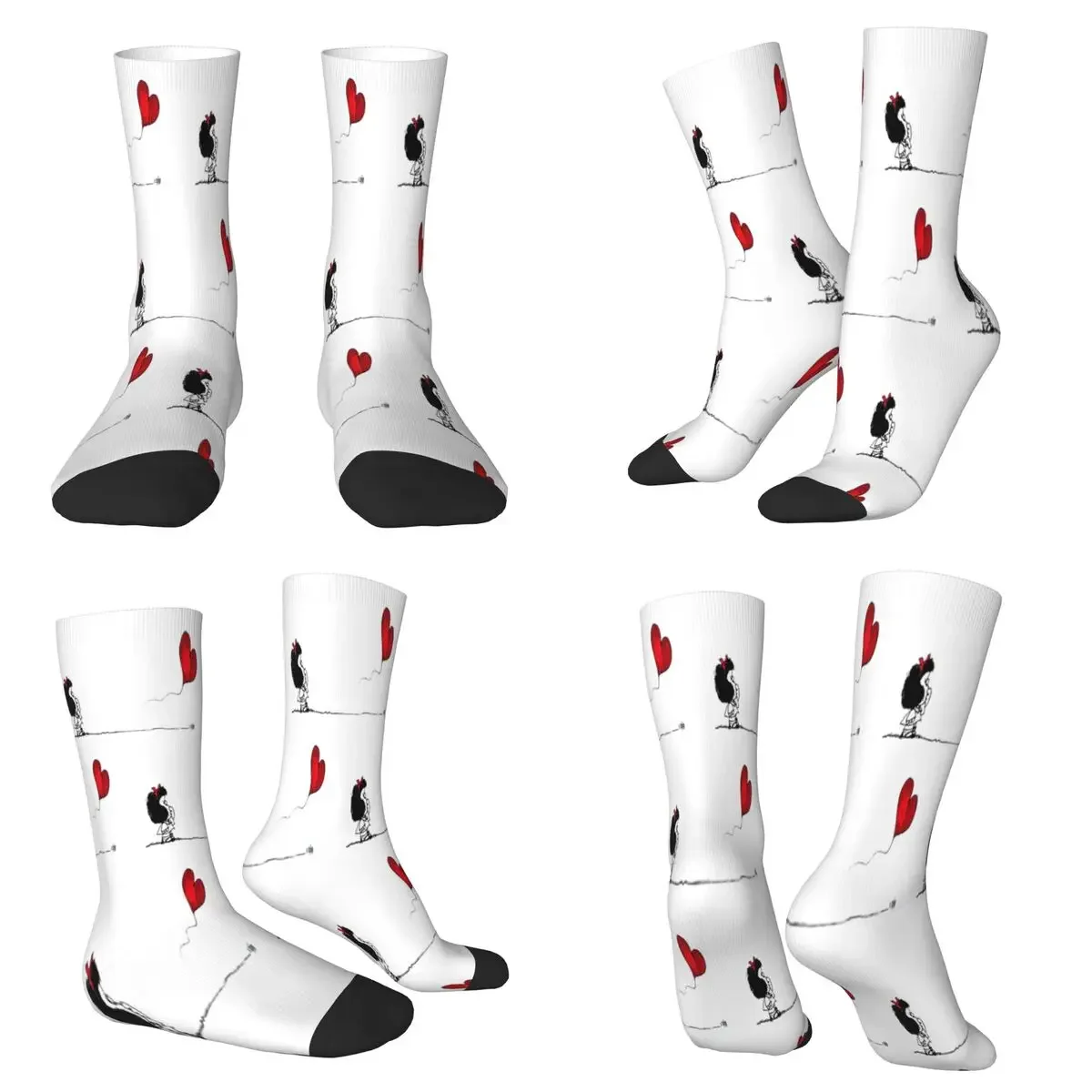 

Mafalda Balloon Heart Socks Harajuku Sweat Absorbing Stockings All Season Long Socks for Man Woman Valentine's Day Gifts