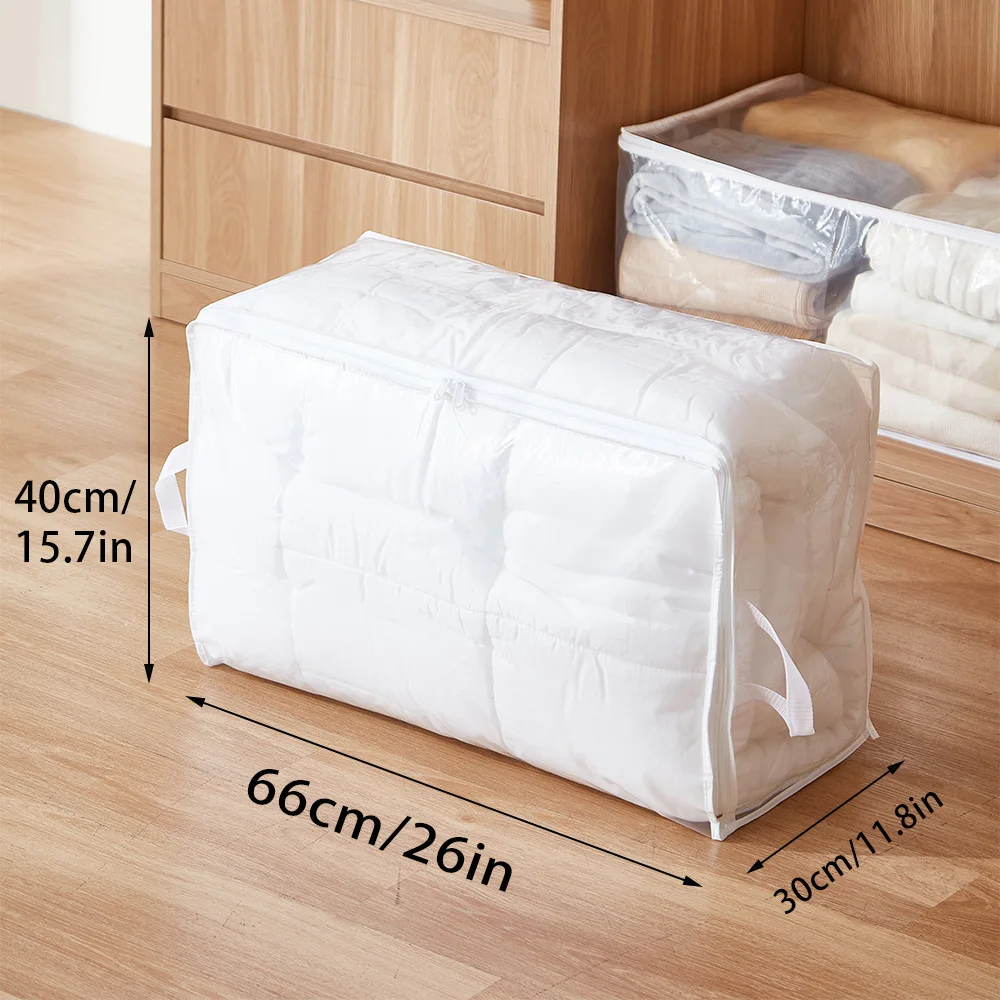 2/4PC Clear Storage Bags with Zipper,  Underbed Storage Organizer for Clothes, Bedding, Comforter, Toys, Pillow & Blanket