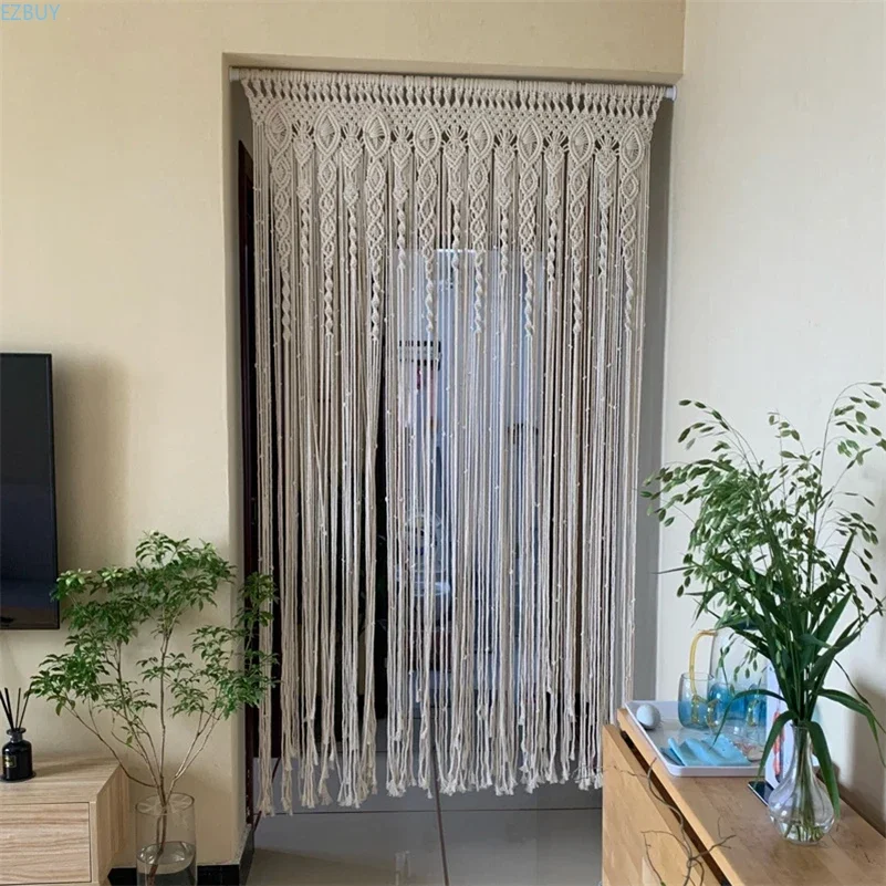 Hand-woven Macrame Cotton Door Curtain Tapestry Wall Hanging Art Tapestry Boho Decoration Bohemia Wedding Backdrop Tapestry