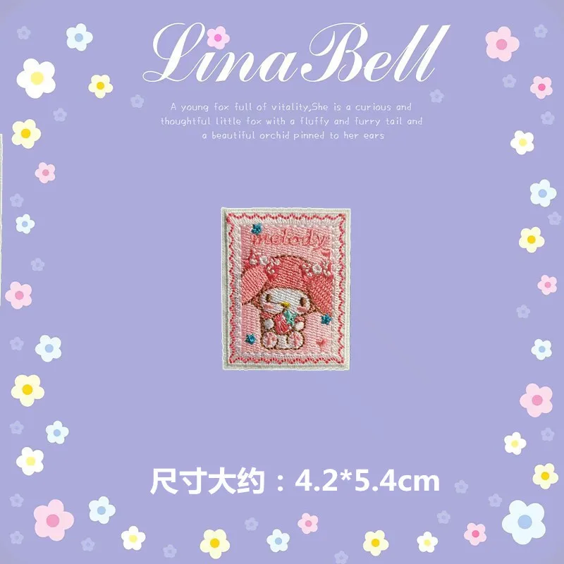 Cute Sanrio Hello Kitty Diy Self-Adhesive Photo Frame Fabric Patch Kuromi Melody Cartoon Clothing Hot Adhesive Embroidery Patch