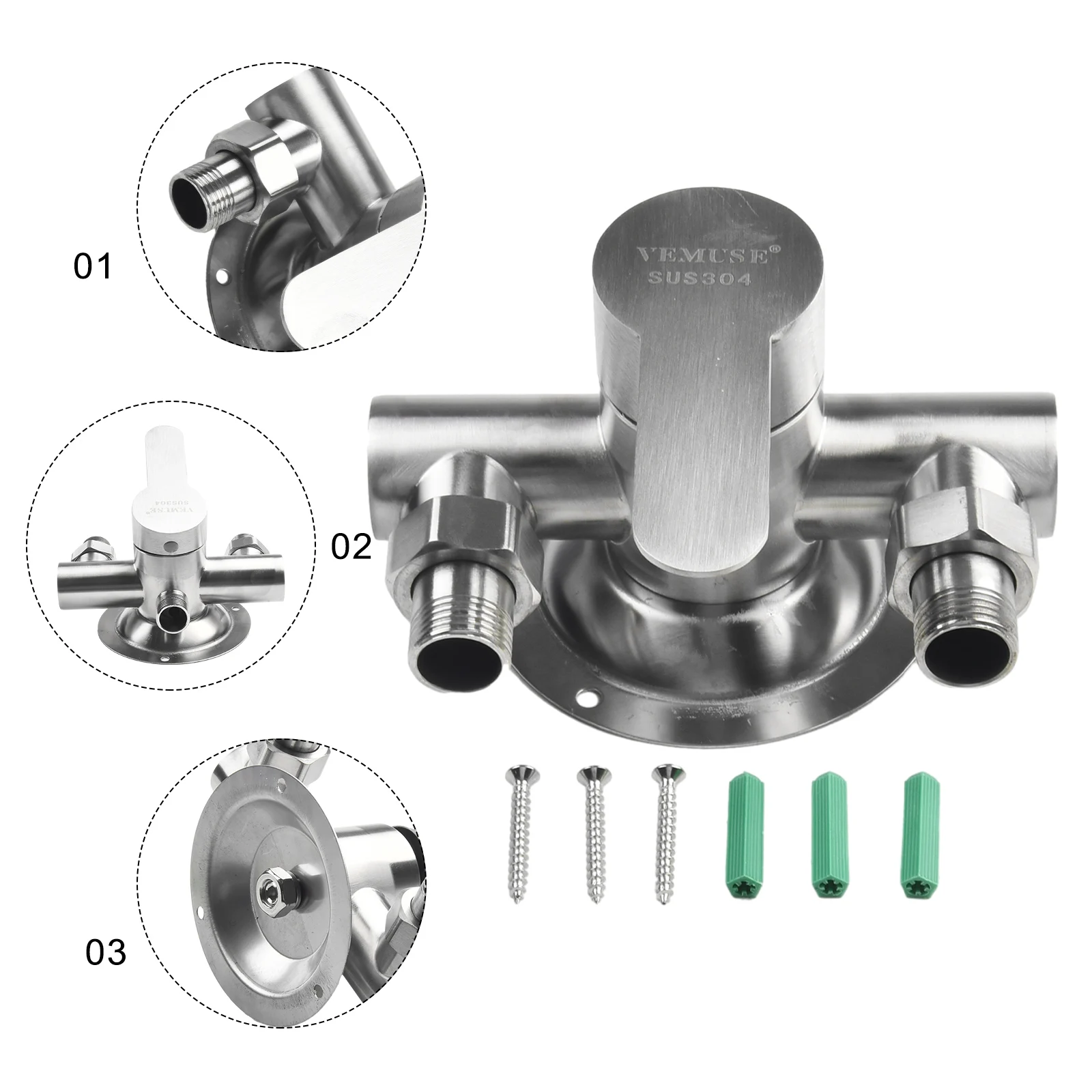 Brand New Exquisite Faucet Accessories With Whole Accessories Hot Cold 304 Stainless Steel Bathroom Double Holes