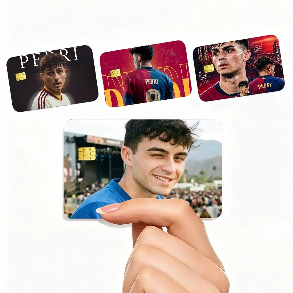 P-Pedri España Fútbol 4 pegatinas de tarjeta pequeñas impermeables con chip, 4 pegatinas de tarjeta antiarañazos