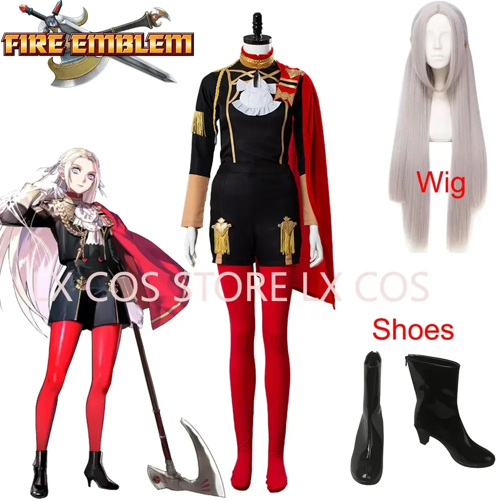 

Fire Emblem: Three Houses Edelgard Fancy Battle Stage Girls Cosplay Costume Adult Women Outfit Top Shorts Cloak Stock Halloween